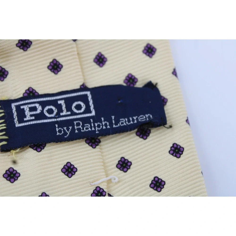 Polo Ralph Lauren Tie Yellow Floral Spring Easter Silk Necktie Italy Mens Formal